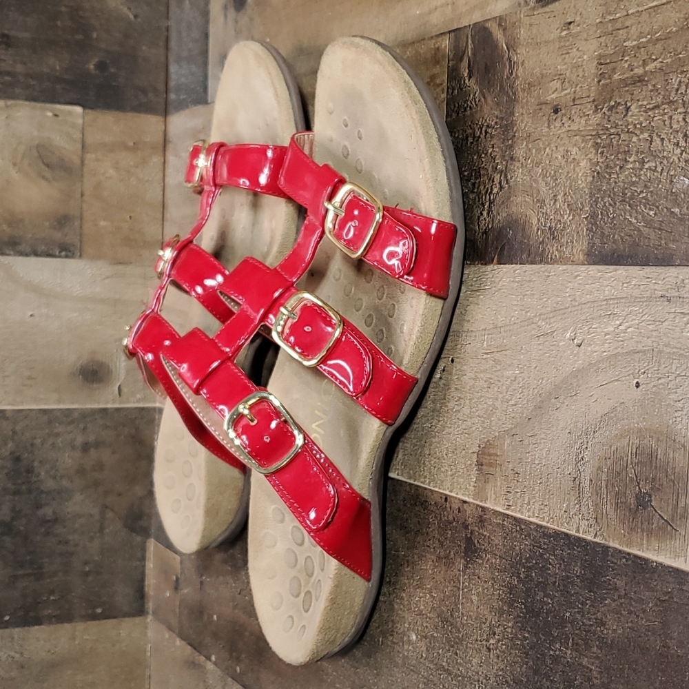 Vionic Misa Adjustable Strap Slide Size 9 Red Pat… - image 3